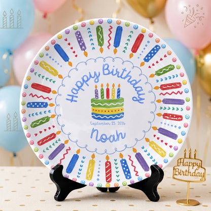 Colorful Birthday Candles Keepsake Personalized Birthday Plate P785ZC0