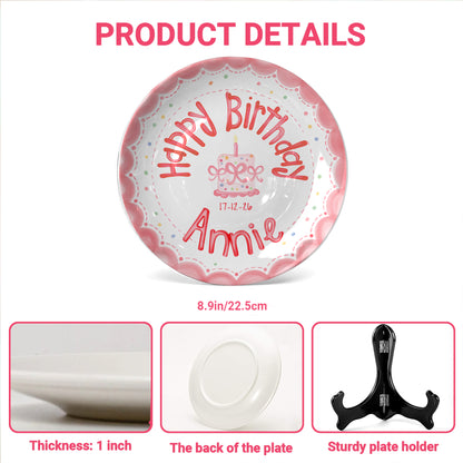 Pink Scalloped Border Personalized Birthday Plate P318HLY0