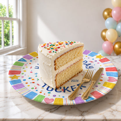 Colorful Birthday Cake Personalized Birthday Plate, Birthday Party Keepsake Gift P722I1O0