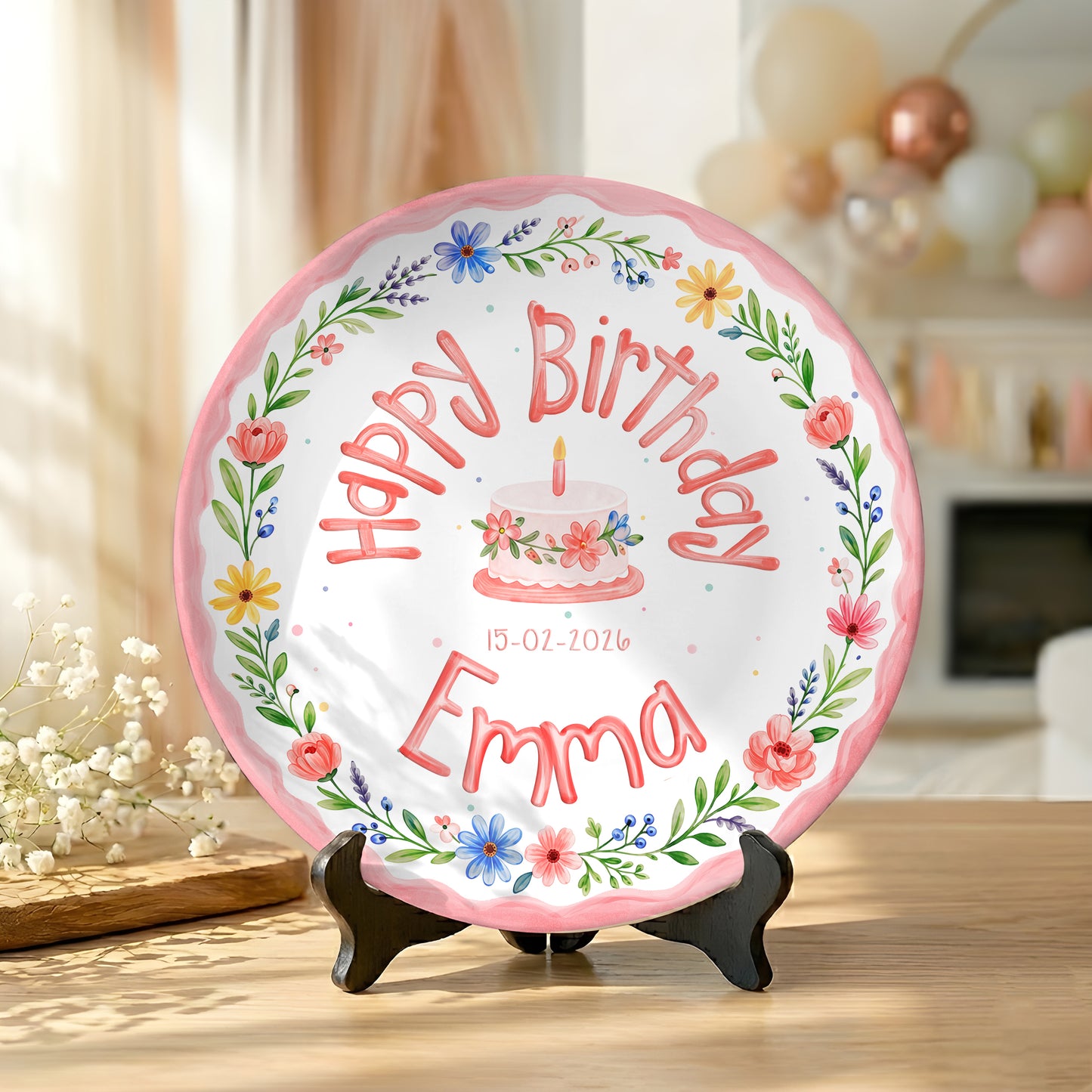 Wildflower Cake Personalized Birthday Plate P331MSR0