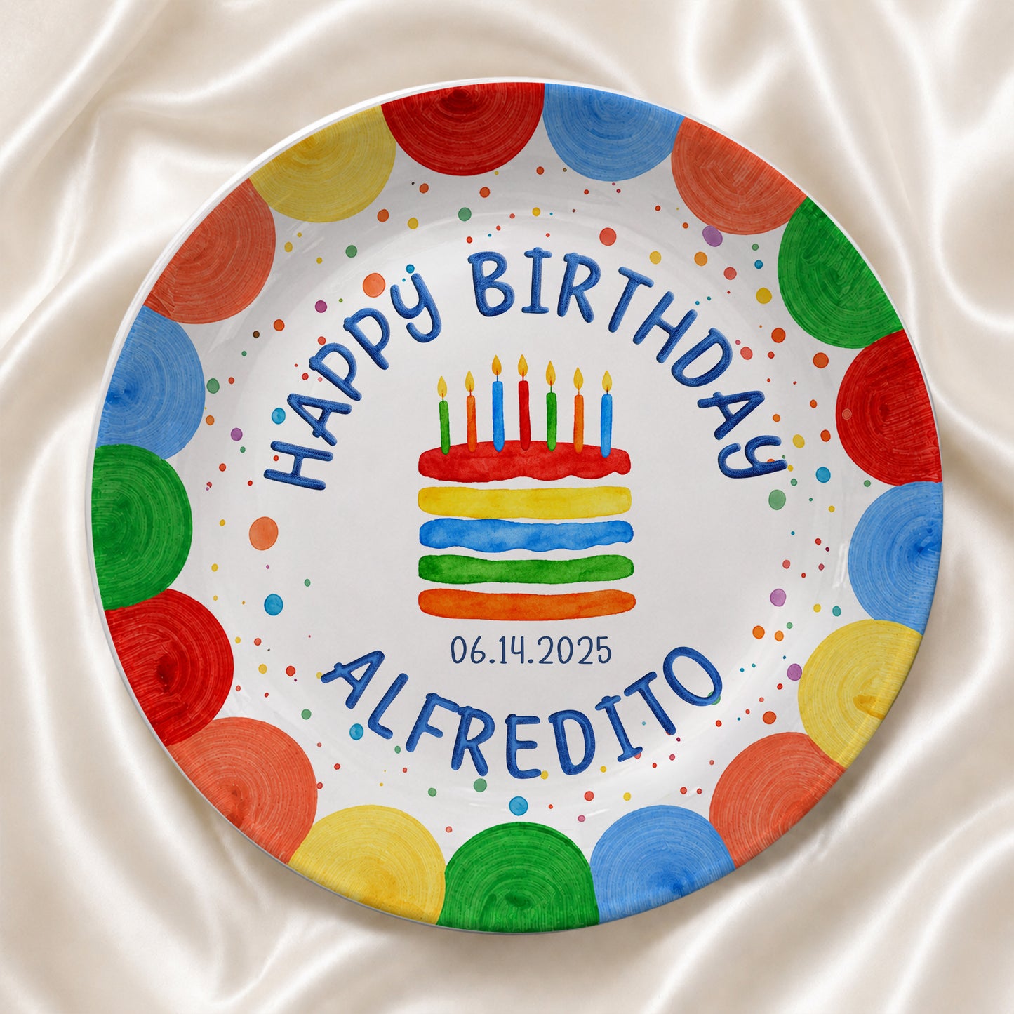 First Birthday Cake Keepsake Custom Name Ceramic Personalized Birthday Plate P829WLE0