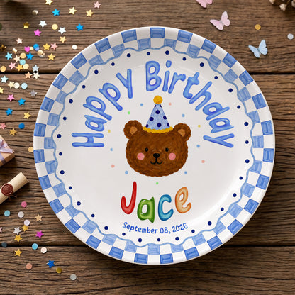 Cute Teddy Bear Birthday Keepsake Personalized Birthday Plate for Kids P6225SU0