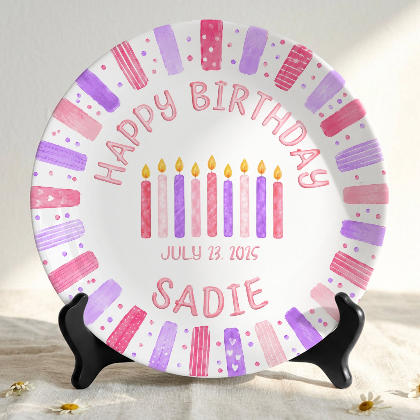 Pink Candle Keepsake Personalized Birthday Plate for Kids Celebration Gift Tradition P810XNA0