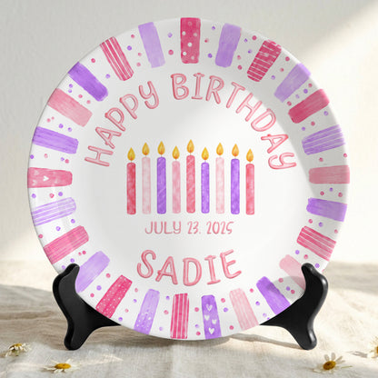 Pink Candle Keepsake Personalized Birthday Plate for Kids Celebration Gift Tradition P810XNA0