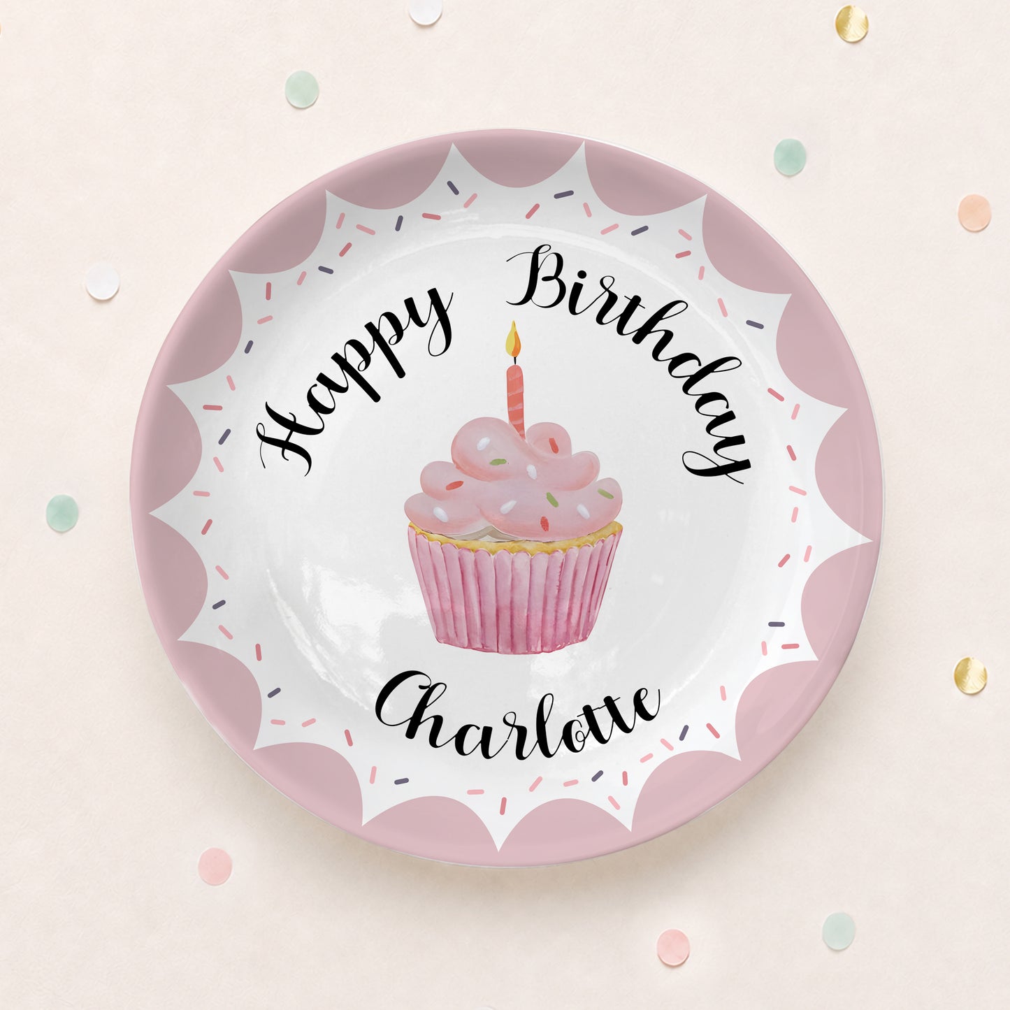 Scallop Cupcake Personalized Birthday Plate P62QXN0