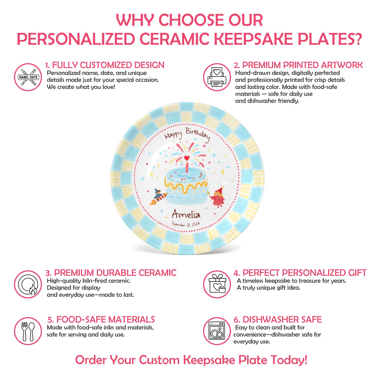 Fairy Princess Birthday Keepsake Personalized Birthday Plate for Girl P619WOT0