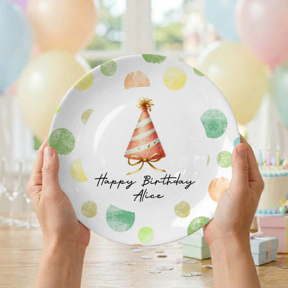 Party Hat Personalized Birthday Plate D923NSC0