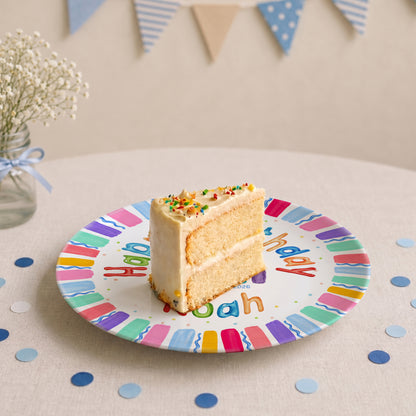 Rainbow Stripe Colorful Candle Personalized Birthday Plate D6103AG0