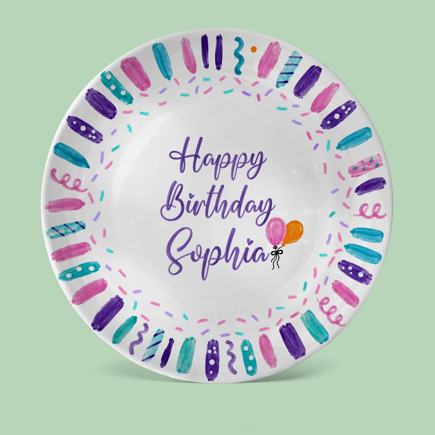 Colorful Birthday Candles Keepsake Personalized Birthday Plate D72BBO0
