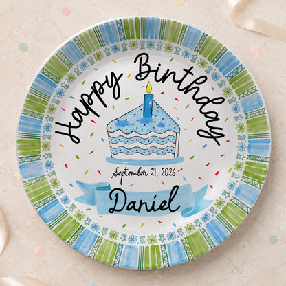 Cupcake First Birthday Keepsake Custom Name Ceramic Personalized Birthday Plate P829GRV0