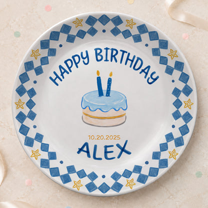 First Birthday Cake Keepsake Custom Name Ceramic Personalized Birthday Plate P821AIV0