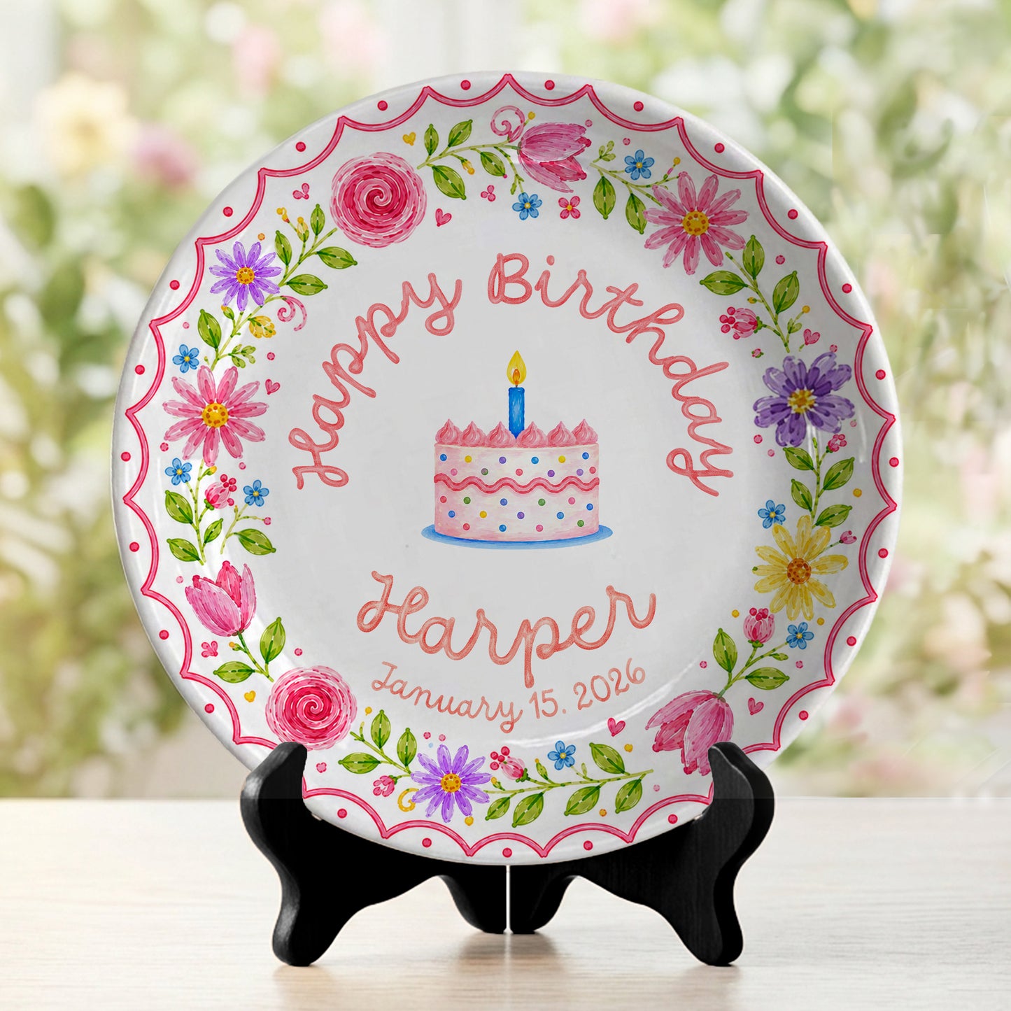 Wildflower Birthday Keepsake Personalized Birthday Plate P718MC30