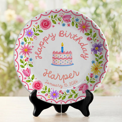 Wildflower Birthday Keepsake Personalized Birthday Plate P718MC30