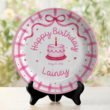 Pink Bow Personalized Birthday Plate for Girl P728KC60
