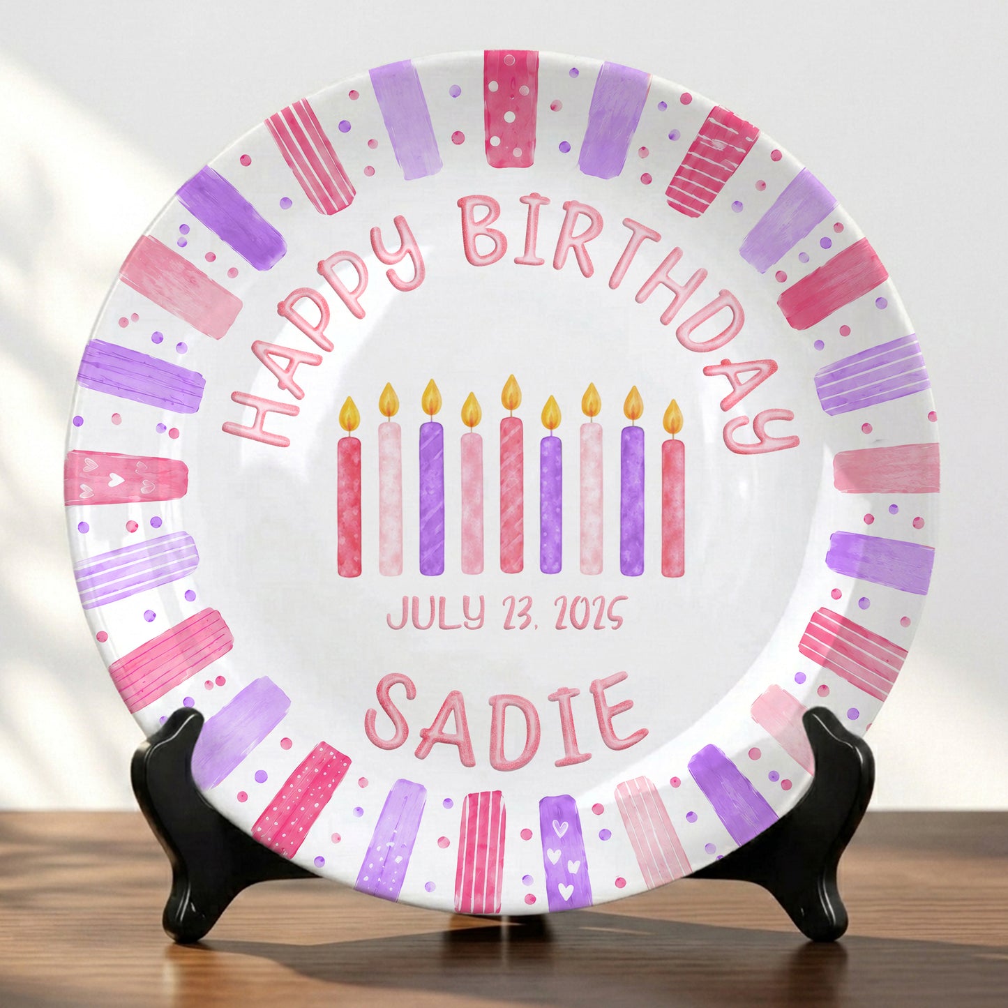 Pink Candle Keepsake Personalized Birthday Plate for Kids Celebration Gift Tradition P810XNA0