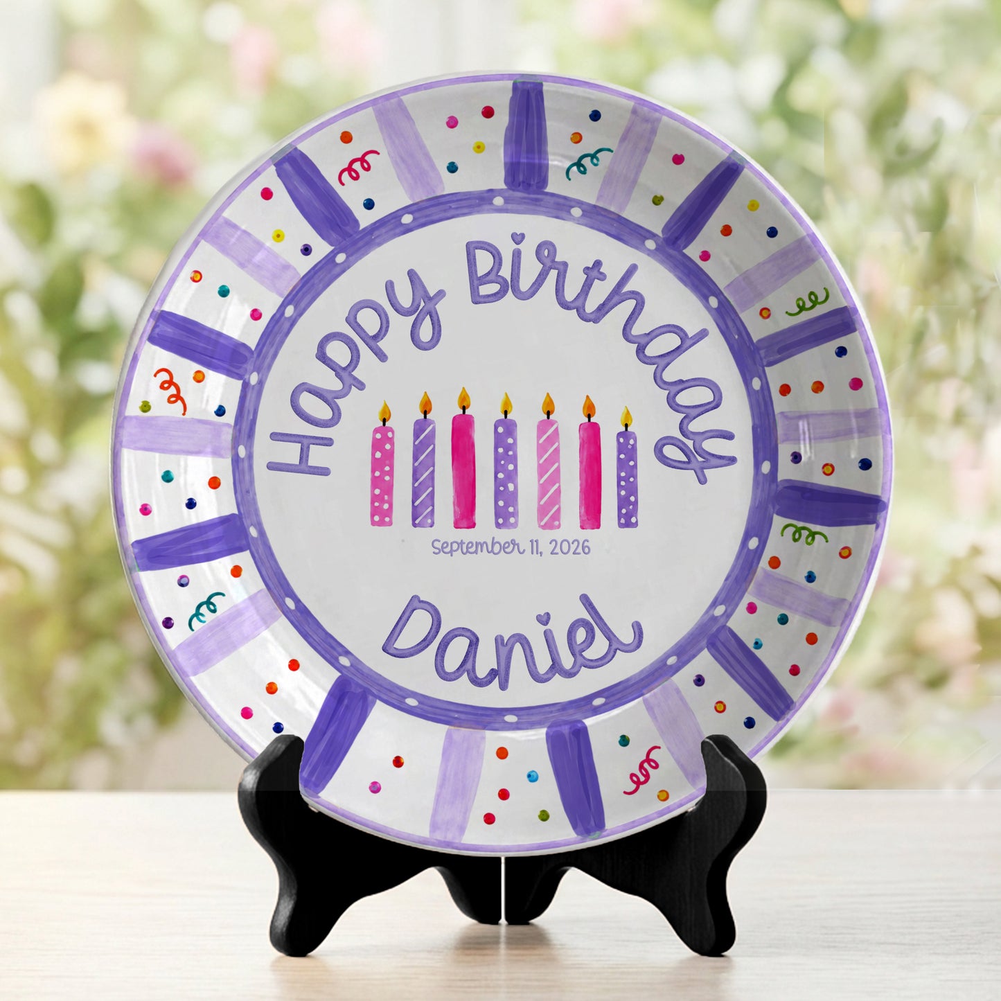 Purple Birthday Candles Keepsake Personalized Birthday Plate P7185Z10
