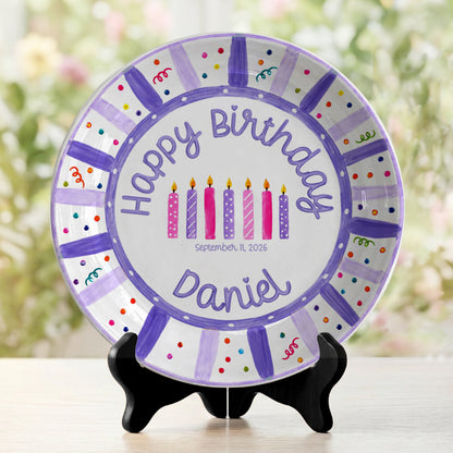 Purple Birthday Candles Keepsake Personalized Birthday Plate P7185Z10
