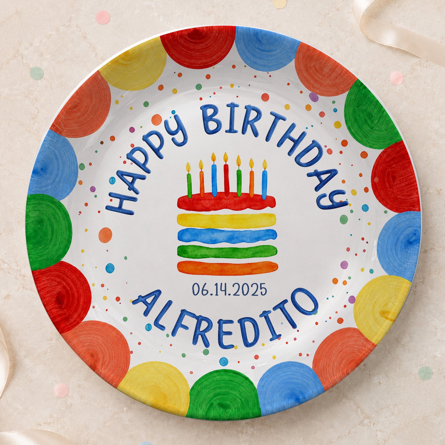 First Birthday Cake Keepsake Custom Name Ceramic Personalized Birthday Plate P829WLE0