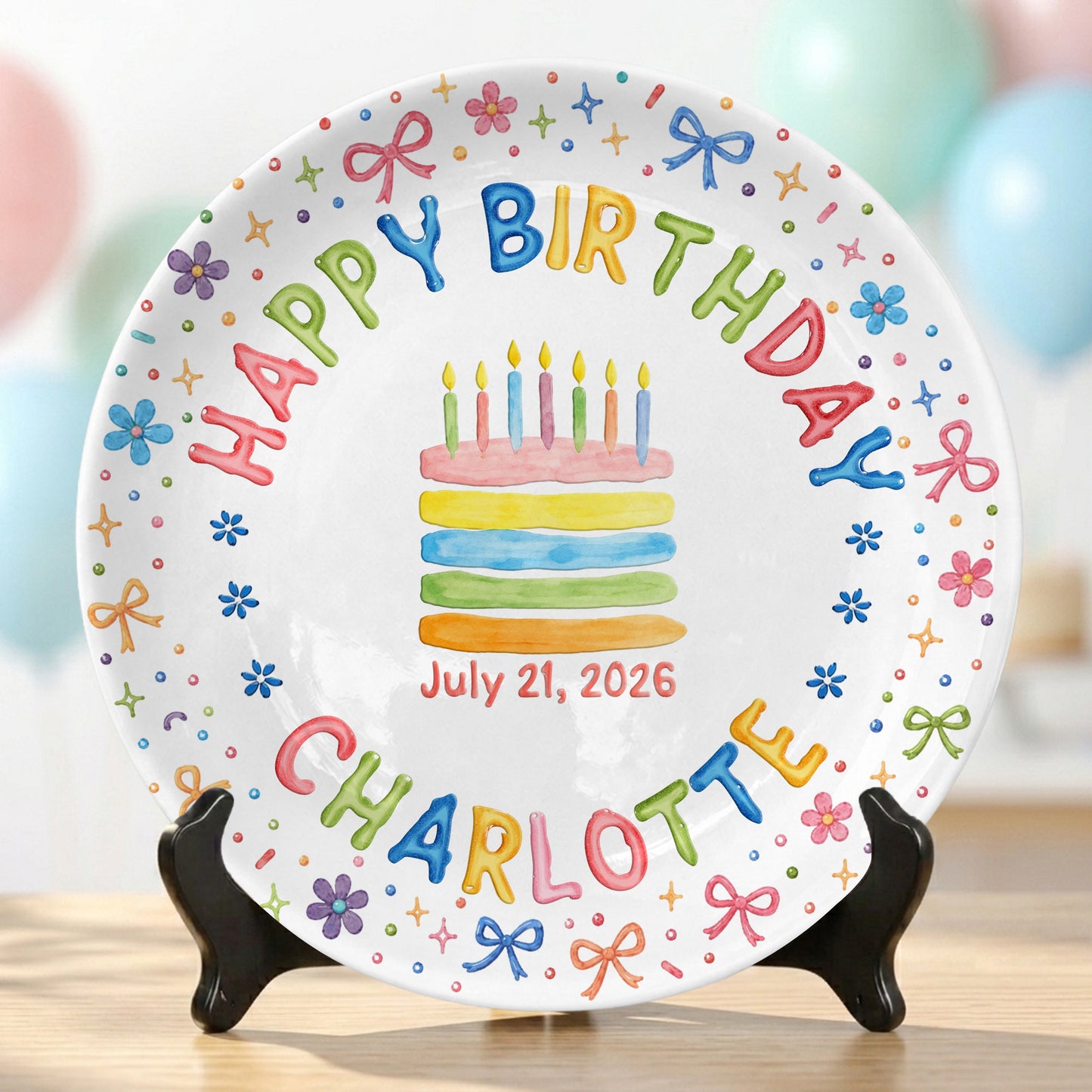 Custom Name Happy Birthday Cake Keepsake Girl Personalized Birthday Plate P810JYR0