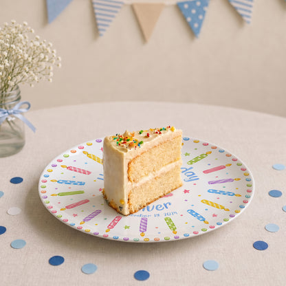 Rainbow Candle Confetti Cake Personalized Birthday Plate P617UUI0