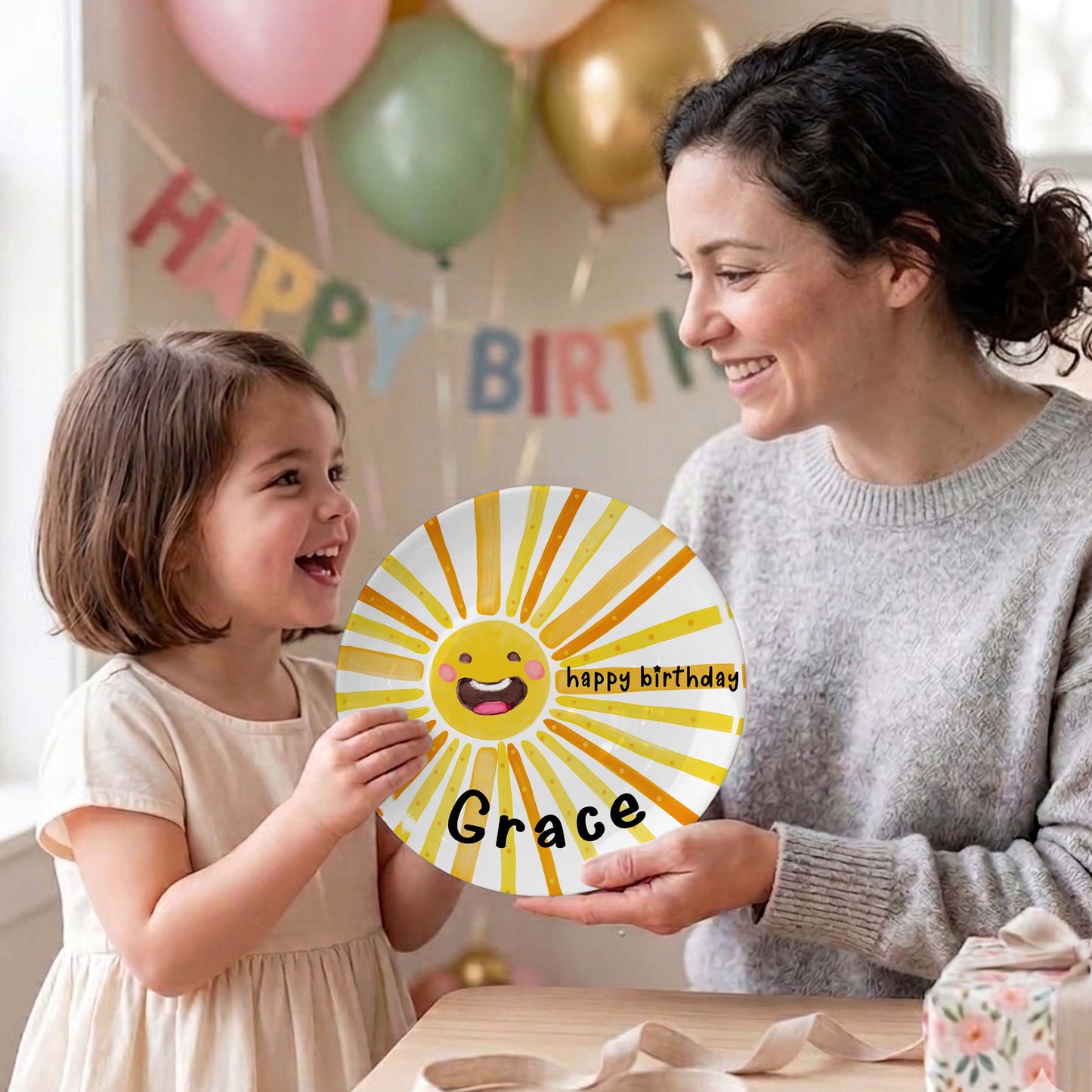 Smiling Sun Personalized Birthday Plate D925WRM0