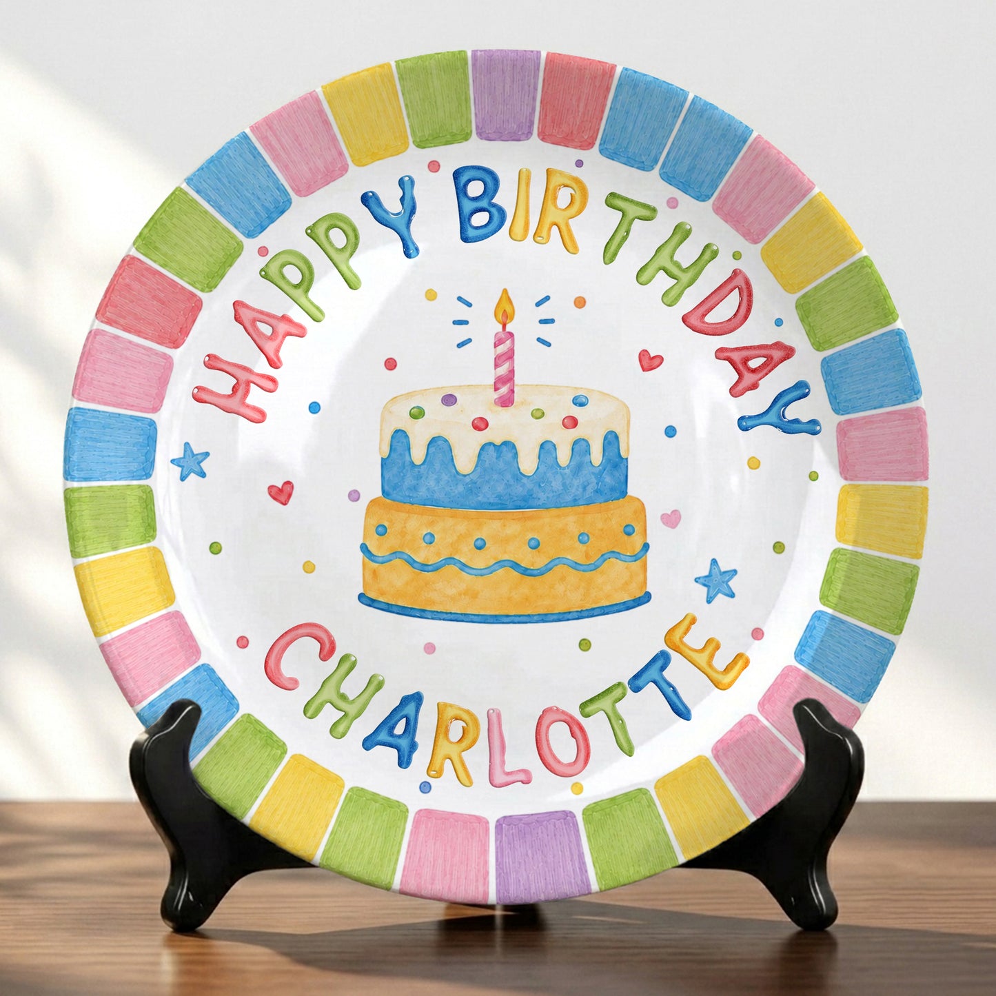 Pastel Rainbow Birthday Personalized Birthday Plate P723FGH0