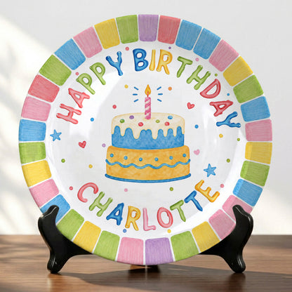 Pastel Rainbow Birthday Personalized Birthday Plate P723FGH0