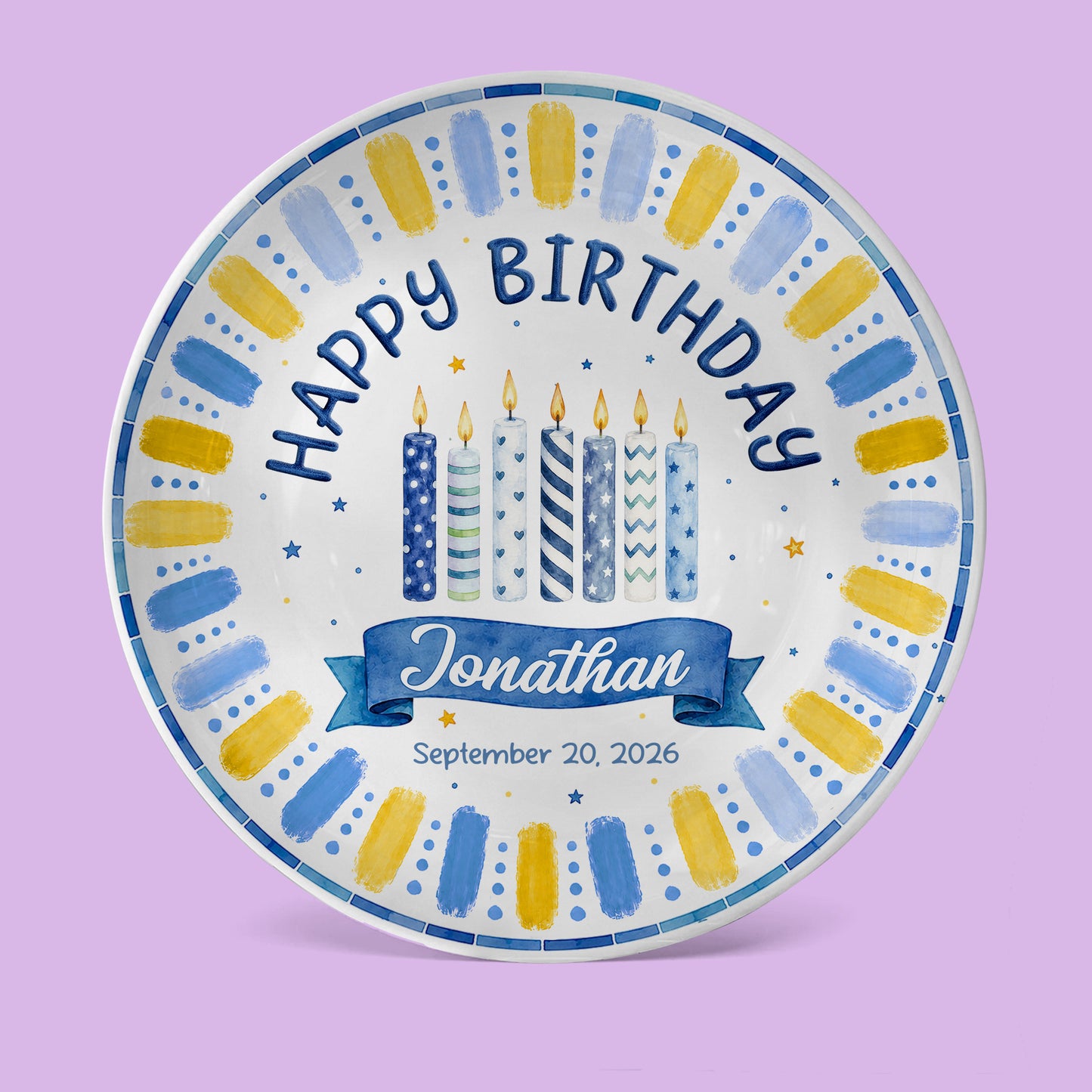 Blue Birthday Candles Keepsake Personalized Birthday Plate P729XG0