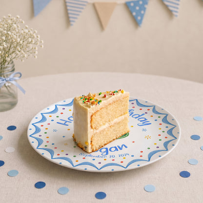 Blue Scallop Cake Personalized Birthday Plate P611FTC0