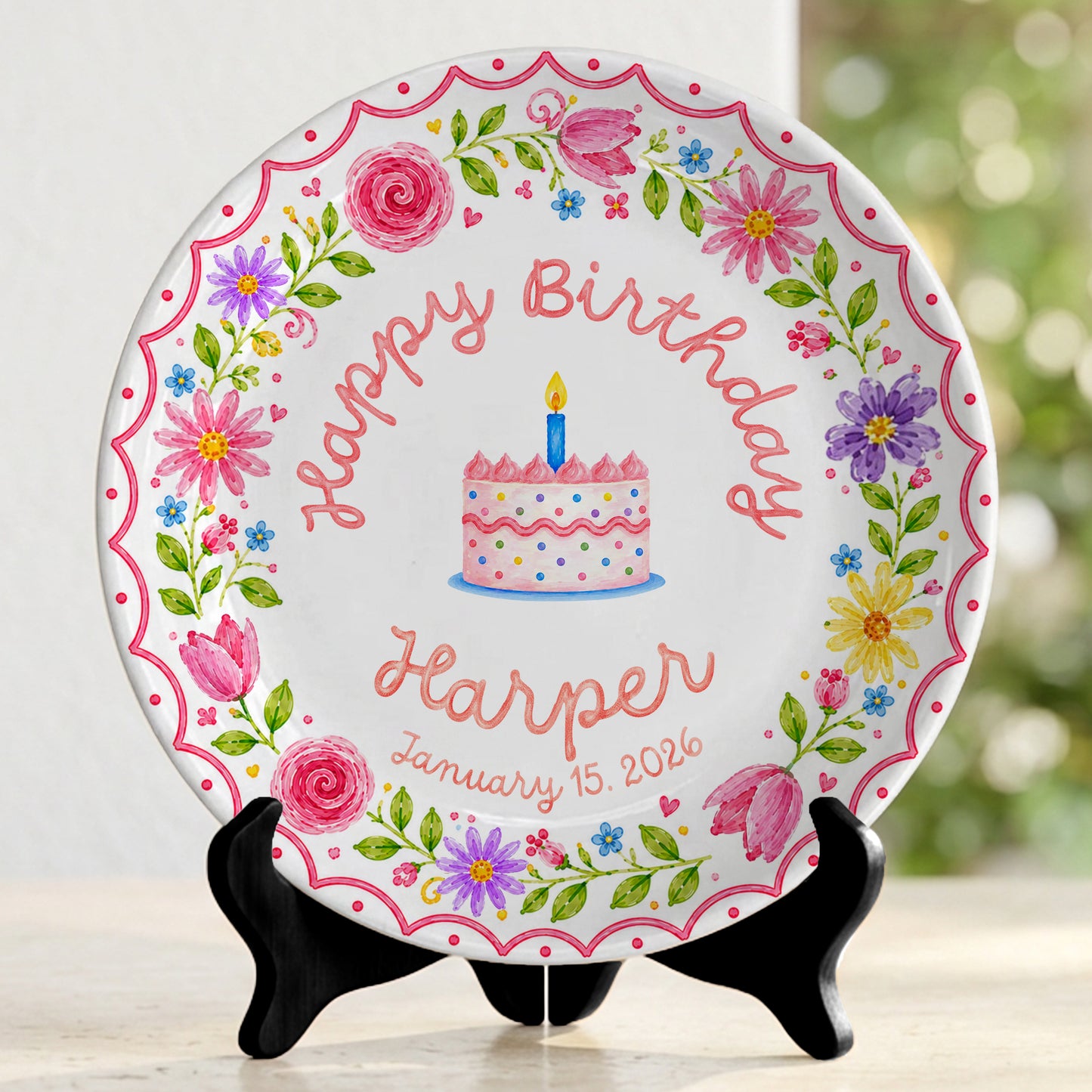 Wildflower Birthday Keepsake Personalized Birthday Plate P718MC30