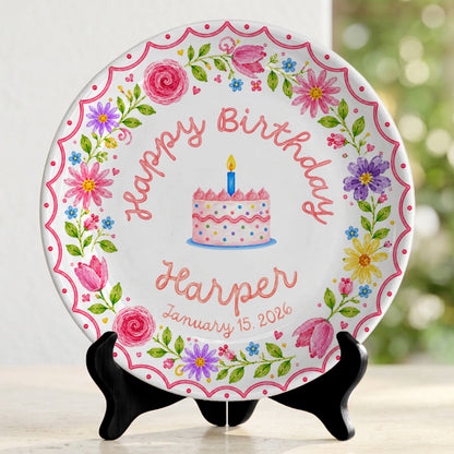 Wildflower Birthday Keepsake Personalized Birthday Plate P718MC30
