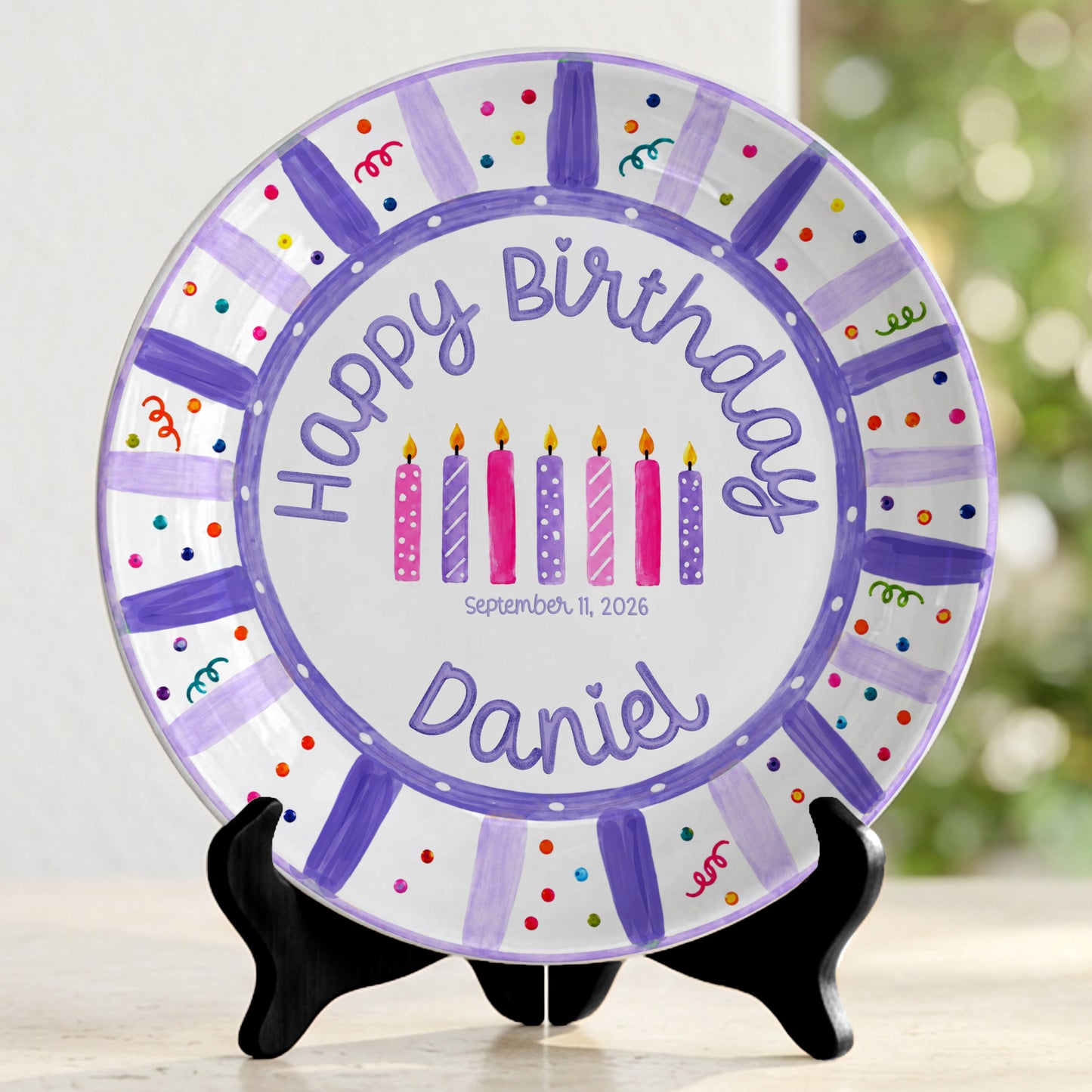 Purple Birthday Candles Keepsake Personalized Birthday Plate P7185Z10