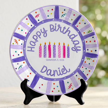 Purple Birthday Candles Keepsake Personalized Birthday Plate P7185Z10