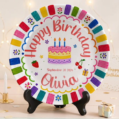 Bright Color Birthday Keepsake Personalized Birthday Plate P710KQF0