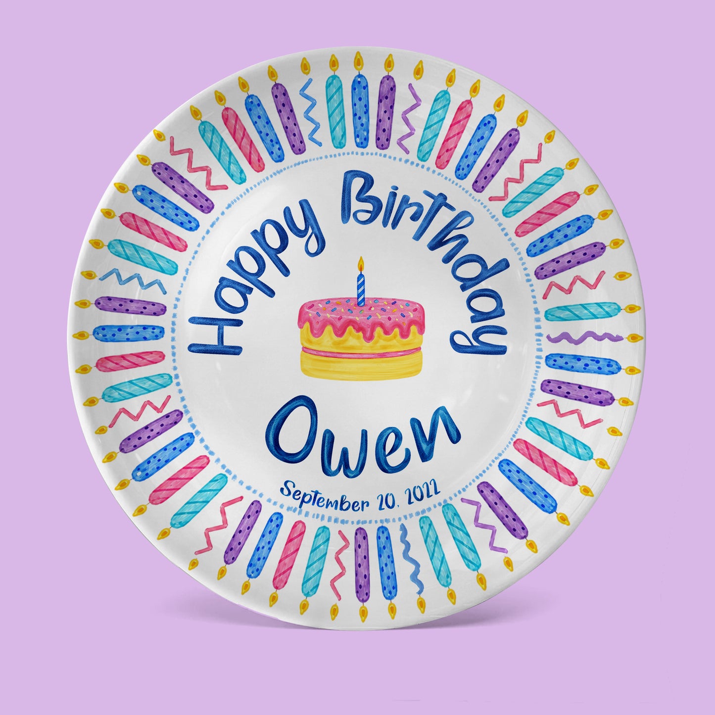 Colorful Birthday Candles Keepsake Personalized Birthday Plate P716Z5U0