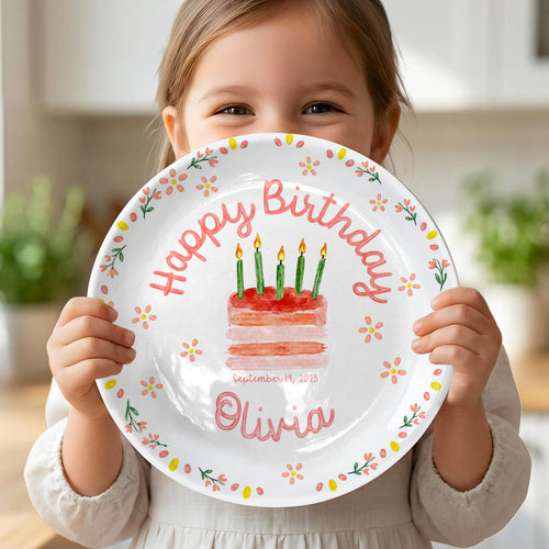 Sweet Floral Personalized Birthday Plate P4309GN0