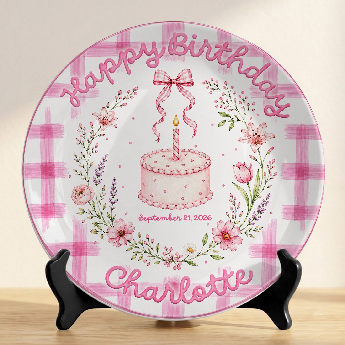 Vintage Floral Baby Girl First Birthday Keepsake Personalized Birthday Plate P86VN60
