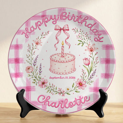 Vintage Floral Baby Girl First Birthday Keepsake Personalized Birthday Plate P86VN60