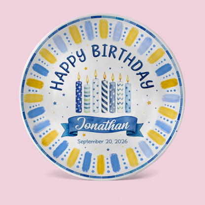 Blue Birthday Candles Keepsake Personalized Birthday Plate P729XG0