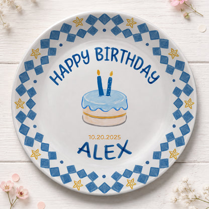 First Birthday Cake Keepsake Custom Name Ceramic Personalized Birthday Plate P821AIV0