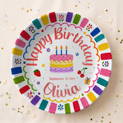 Bright Color Birthday Keepsake Personalized Birthday Plate P710KQF0