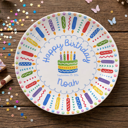 Colorful Birthday Candles Keepsake Personalized Birthday Plate P785ZC0