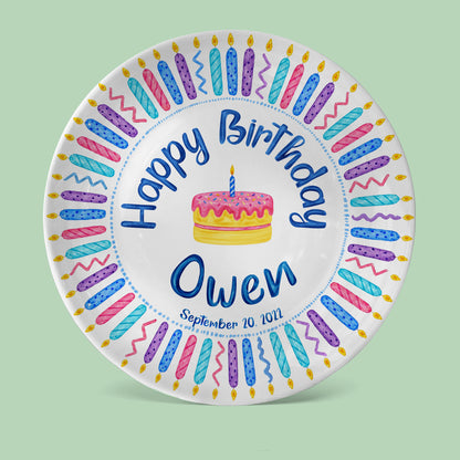 Colorful Birthday Candles Keepsake Personalized Birthday Plate P716Z5U0