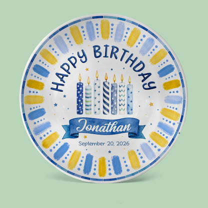 Blue Birthday Candles Keepsake Personalized Birthday Plate P729XG0