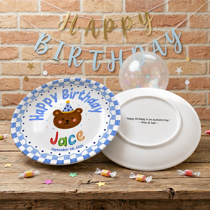 Cute Teddy Bear Birthday Keepsake Personalized Birthday Plate for Kids P6225SU0