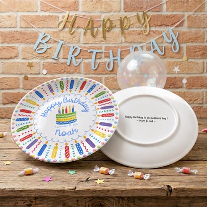 Colorful Birthday Candles Keepsake Personalized Birthday Plate P785ZC0