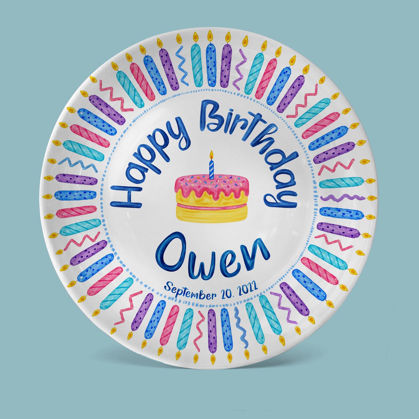 Colorful Birthday Candles Keepsake Personalized Birthday Plate P716Z5U0