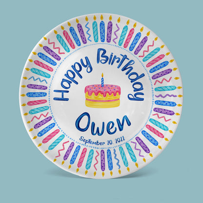 Colorful Birthday Candles Keepsake Personalized Birthday Plate P716Z5U0