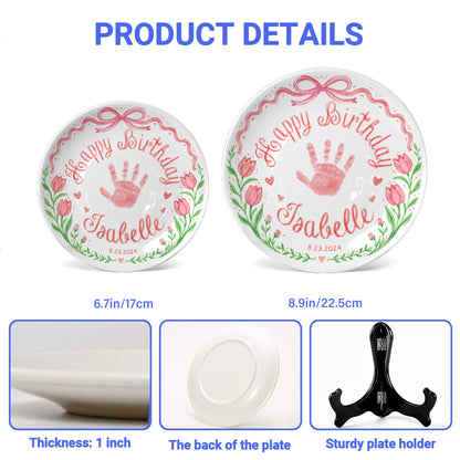 Baby Handprint Personalized Birthday Plate for Girl P727HZM0