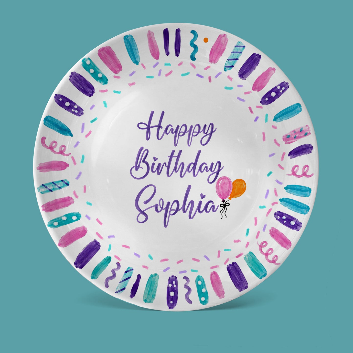 Colorful Birthday Candles Keepsake Personalized Birthday Plate D72BBO0